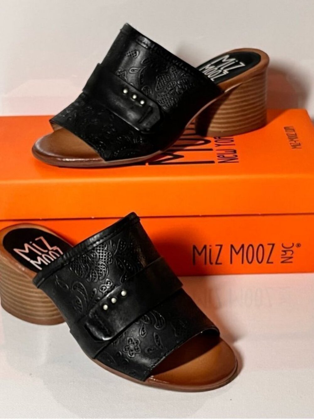 Miz Mooz Braydon Wide Width Leather Heeled Slide Sandals